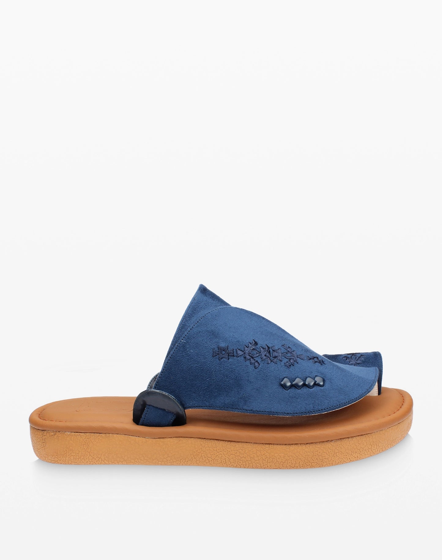 حذاء شرقي شامواه مطرز أزرق - صورة جانبية