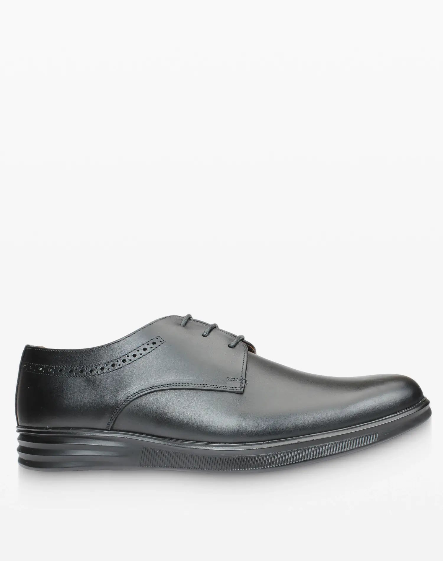 حذاء أوكسفورد رجالي كلاسيكي - أسود صورة من الجانب