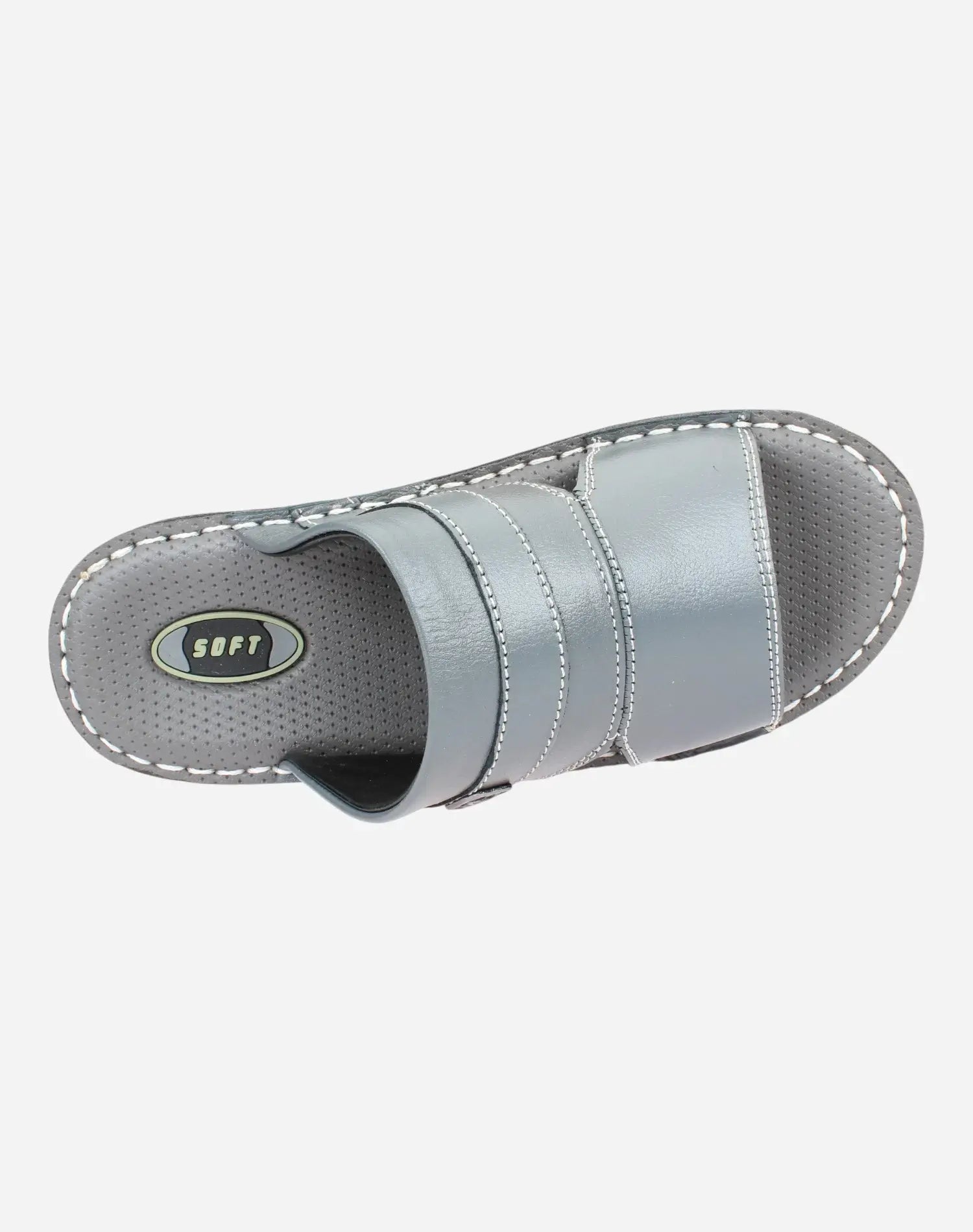 Luxury-medical-slipper-made-of-natural-leather-grey-color-Image-from-Top