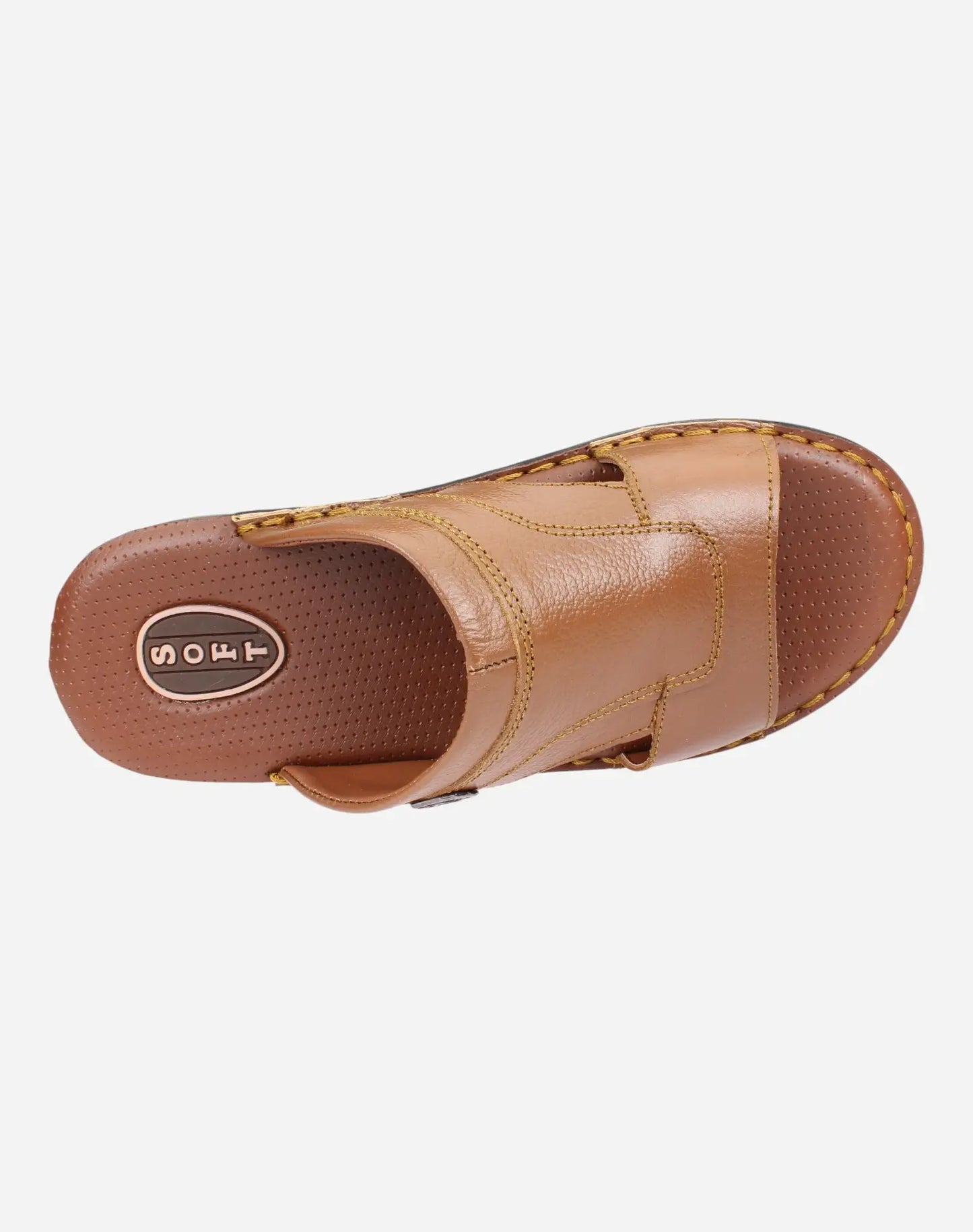 Men-Genuine-Leather-Slippers-Camel-color-Image-from-Top