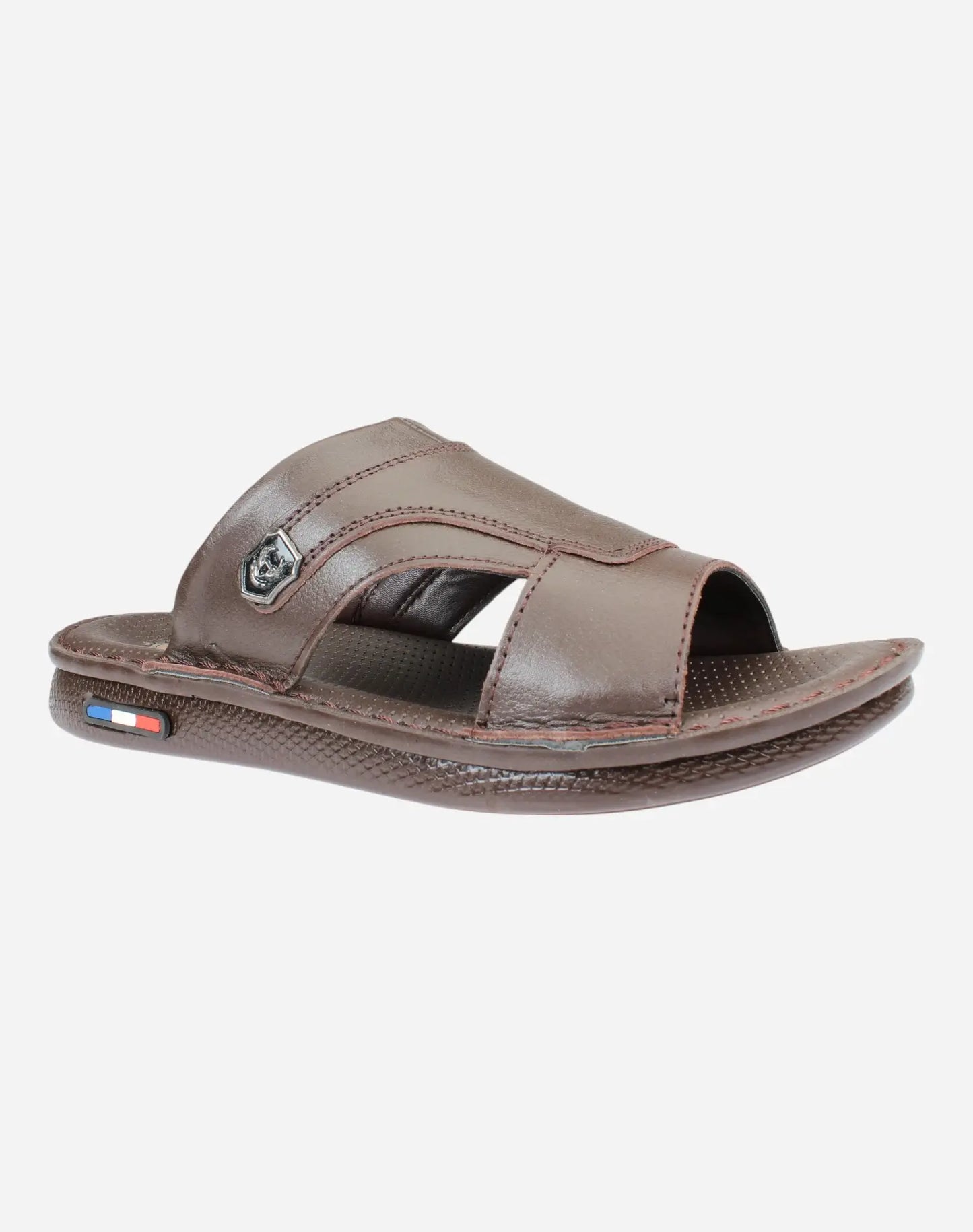 Men-Genuine-Leather-Slippers-brown-color-Image