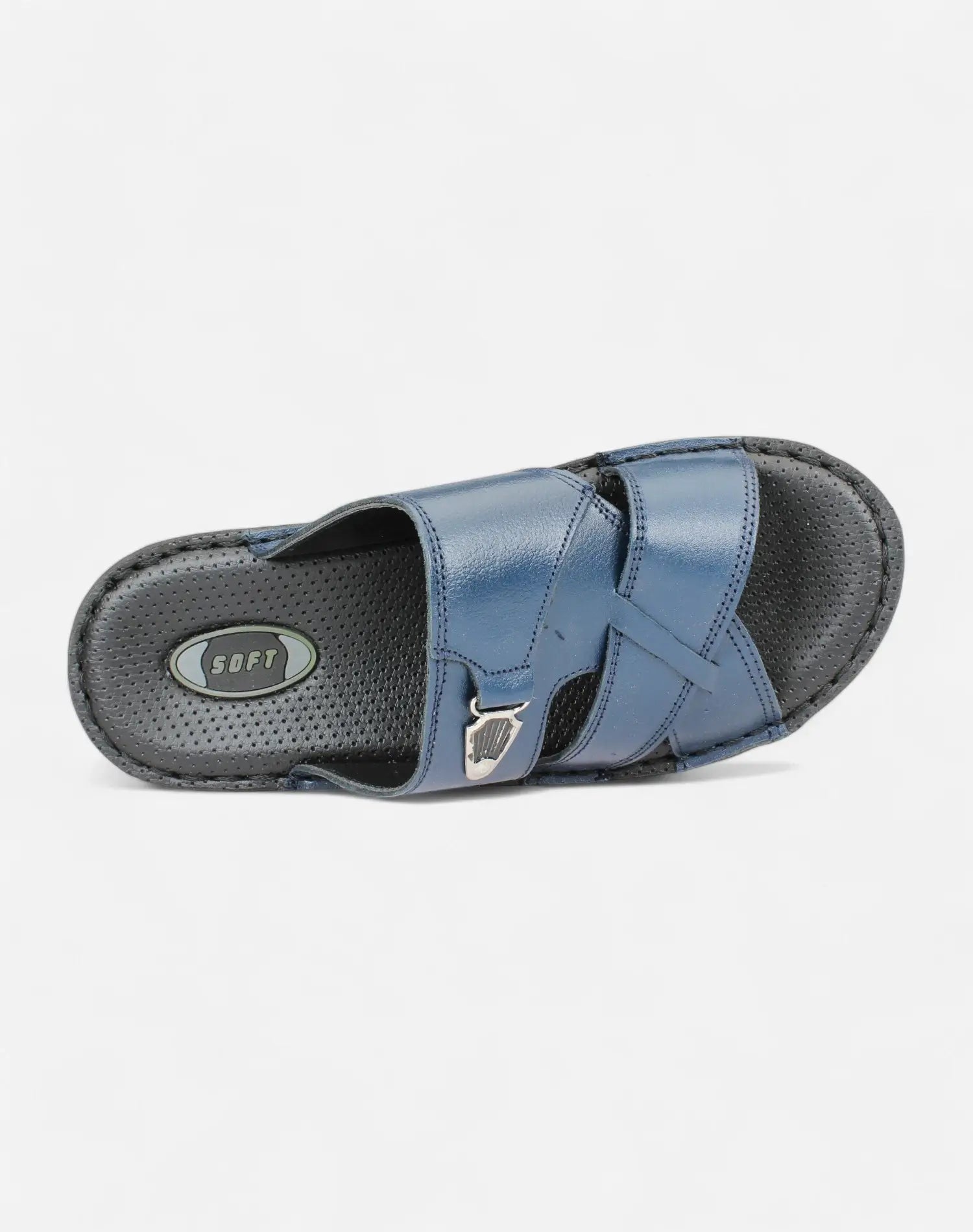 Men-Luxury-Genuine-Leather-Slippers-navy-color-Image-from-Top