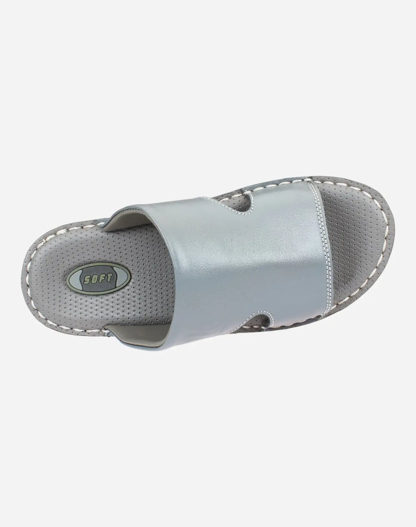 Men-medical-slippers-natural-leather-grey-Image-from-Top