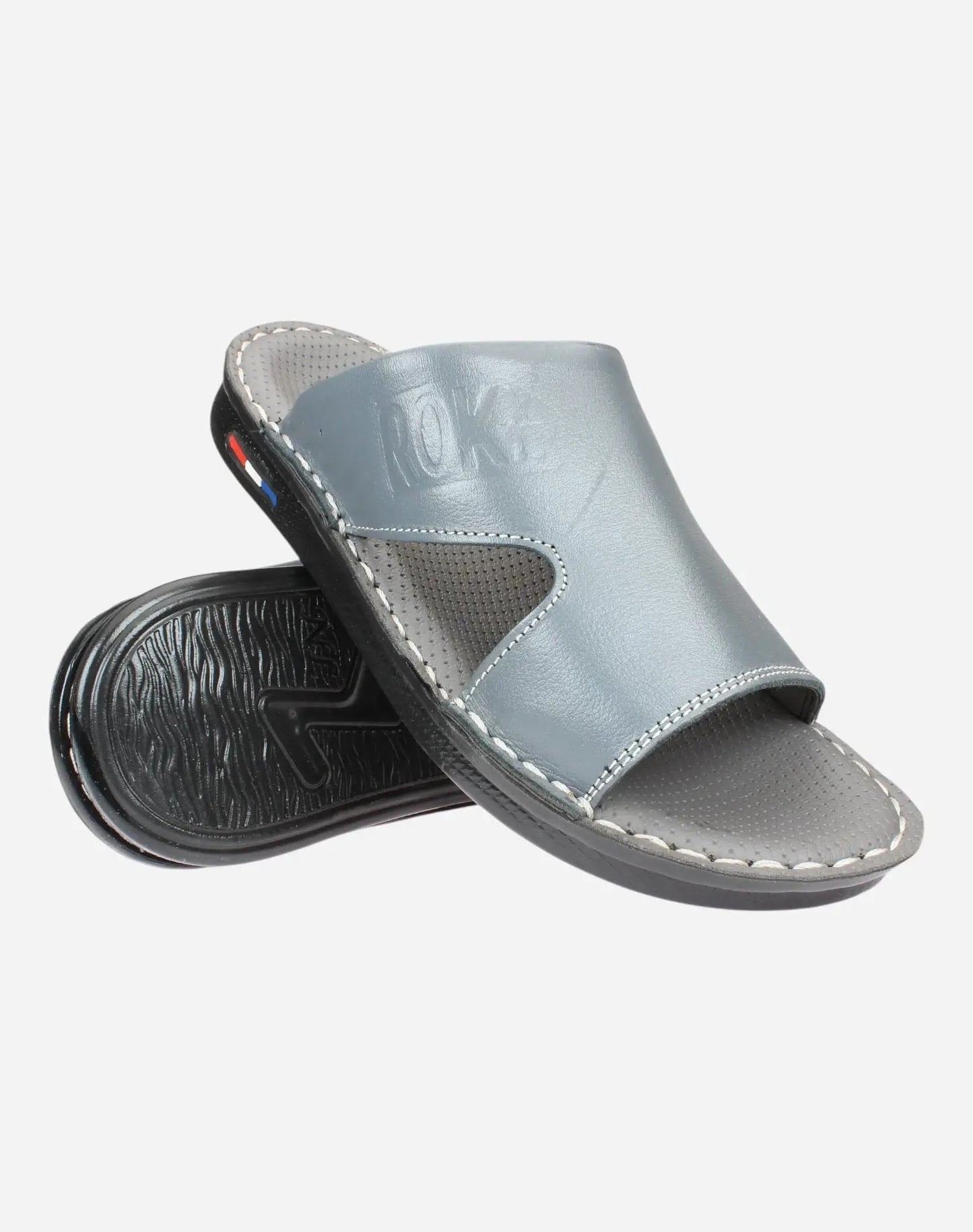 Men-medical-slippers-natural-leather-grey-Image-of-the-sole