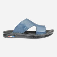 Men-medical-slippers-natural-leather-navy-blue-Image-from-right-side