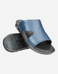 Men-medical-slippers-natural-leather-navy-blue-Image-of-the-sole