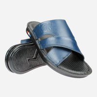 Men's-Casual-Comfortable-Slippers-Navy-Image-of-the-sole