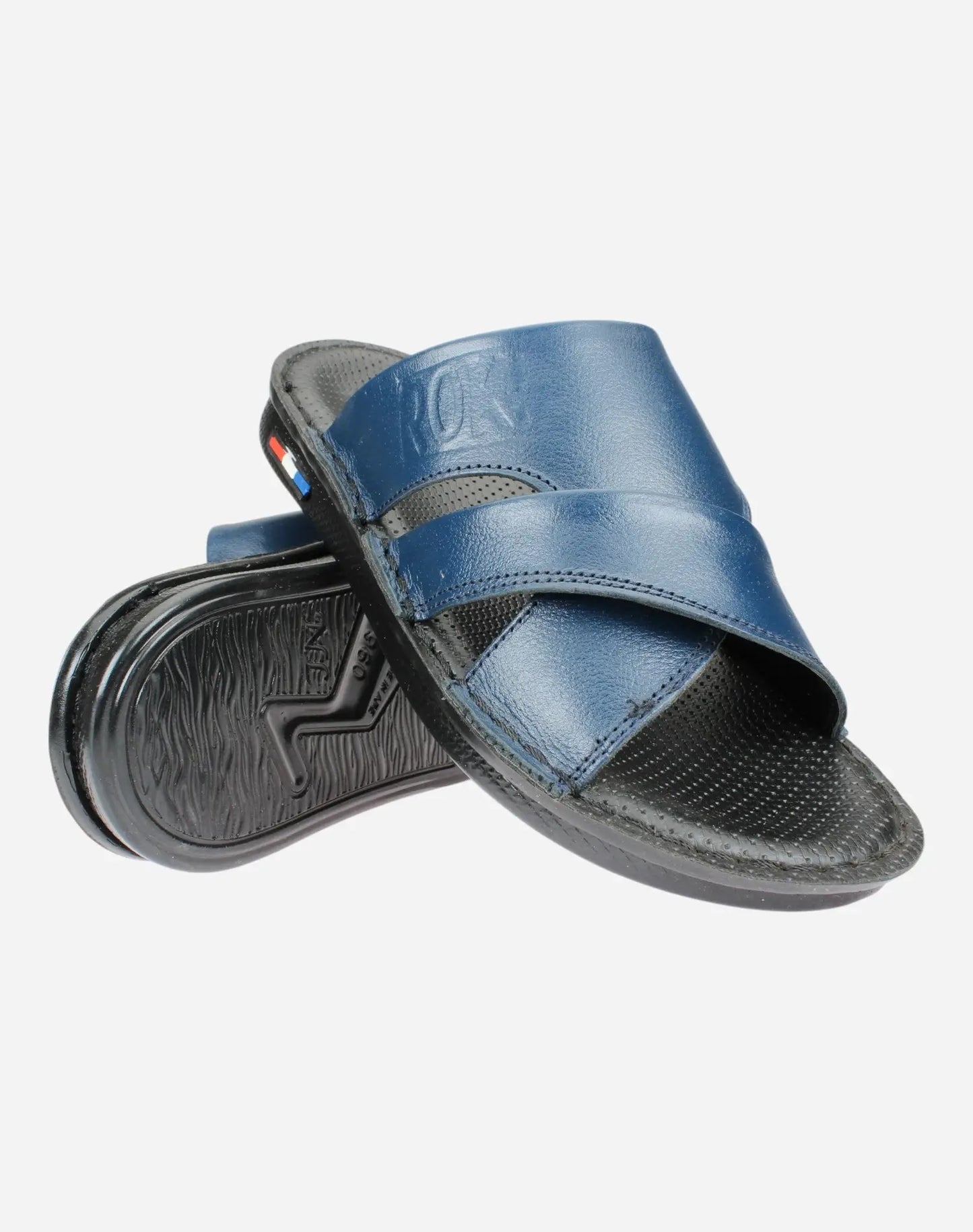 Men's-Casual-Comfortable-Slippers-Navy-Image-of-the-sole