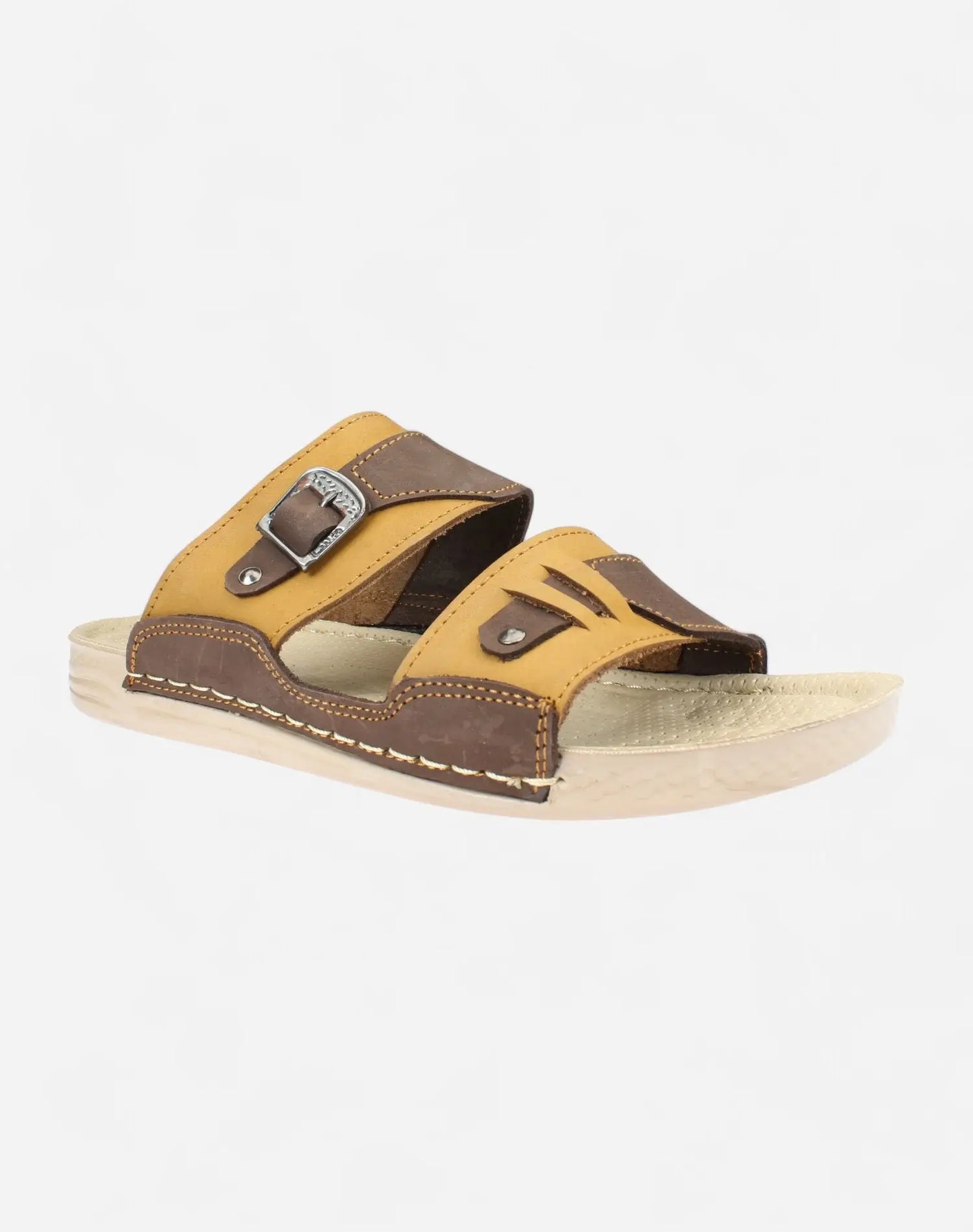 Stylish-Metal-Buckle-Slippers-Camel-color-Image