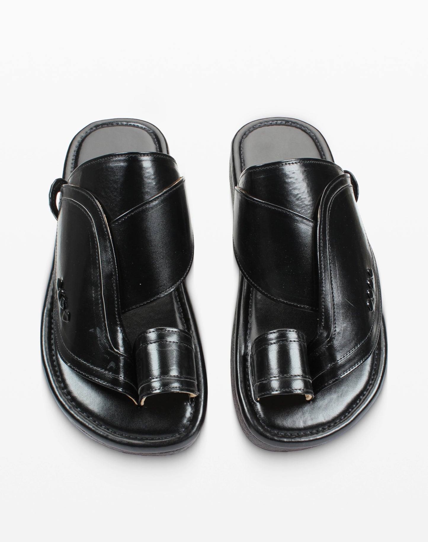 حذاء شرقي جلد طبيعي سادة - أسود صورة جوزين