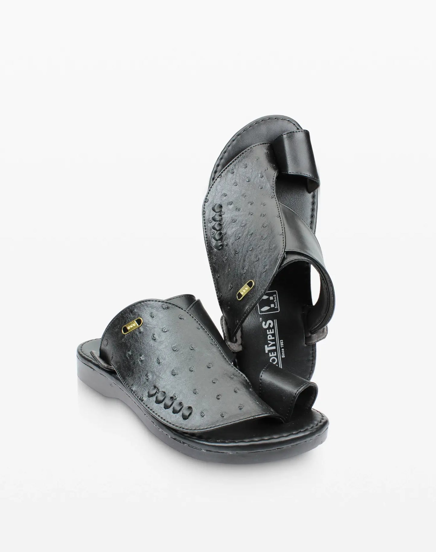 حذاء شرقي نقش جلد نعام - أسود