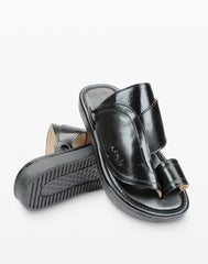 حذاء شرقي جلد طبيعي سادة - أسود صورة النعل