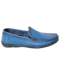 حذاء رجالي مريح جلد طبيعي - أزرق - صورة جانبية
