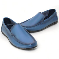 حذاء مريح من الجلد الطبيعي للرجال - أزرق