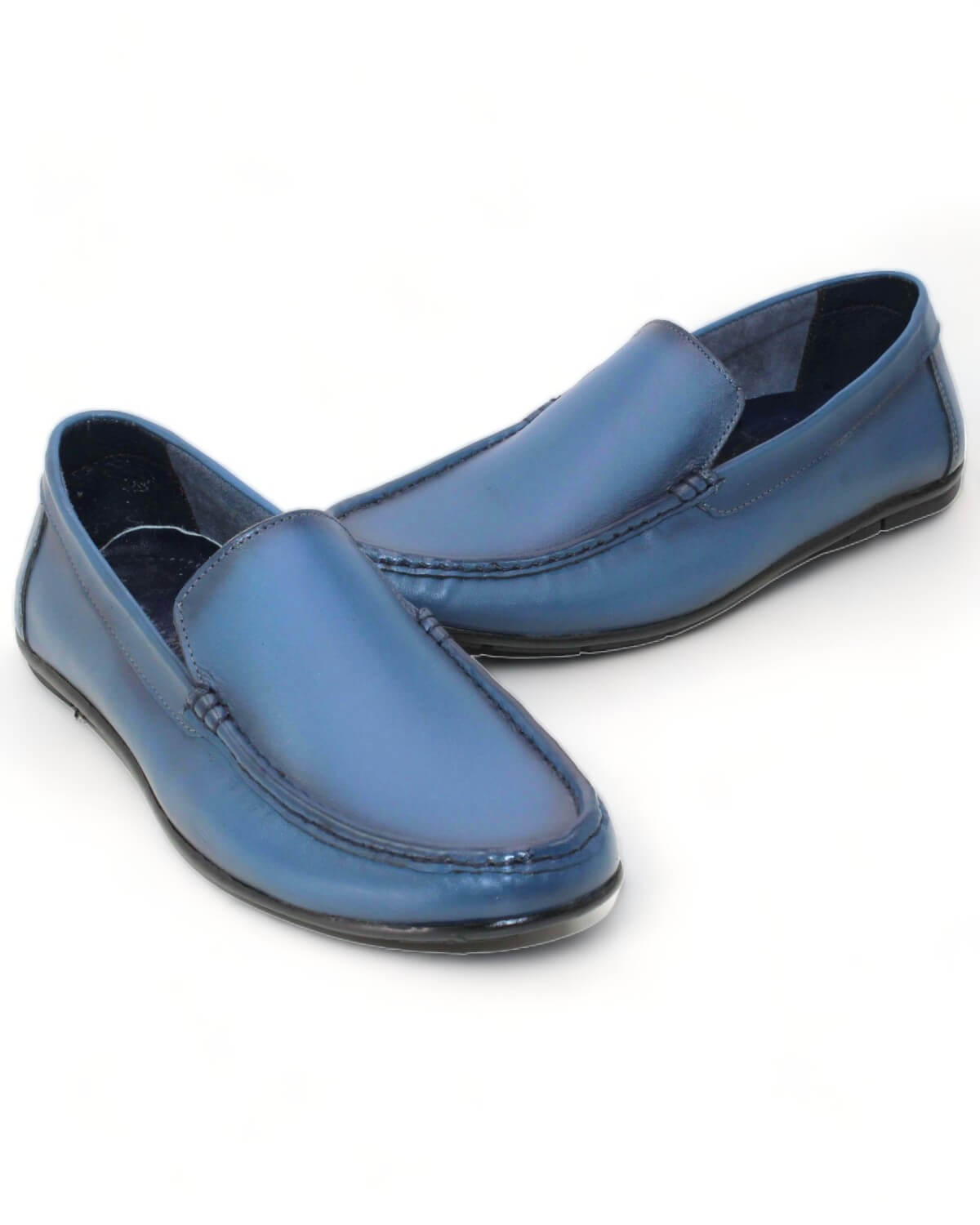 حذاء مريح من الجلد الطبيعي للرجال - أزرق