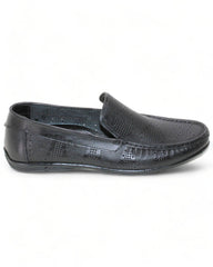 حذاء رجالي مريح جلد طبيعي - أسود - صورة جانبية