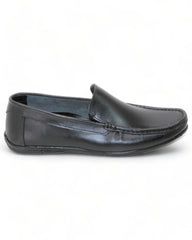 حذاء مريح من الجلد الطبيعي للرجال - أسود - صورة جانبية