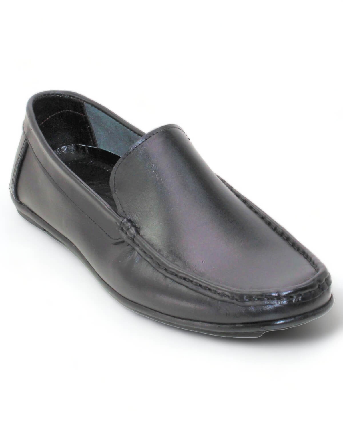 حذاء مريح من الجلد الطبيعي للرجال - أسود - صورة امامية