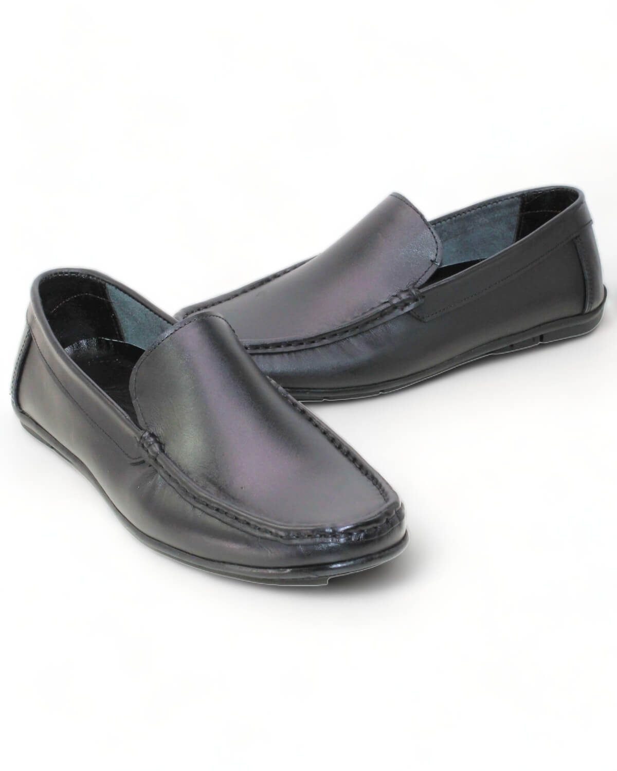حذاء مريح من الجلد الطبيعي للرجال - أسود